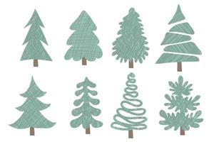 verzameling van hand- getrokken Kerstmis bomen illustratie vector