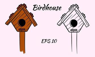houten vogelhuisje voor vogels. voorjaar. huis voor vogels. isoleren. familie geluk symbool. vector