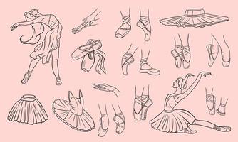 vector ballet set. ballerina en pointe-schoenen.