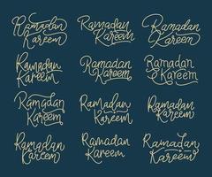 verzameling van ramadan kareem moderne kalligrafie vector