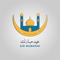 minimalistische eid mubarak eid ul fitar groeten kaart Islamitisch moslim grafisch ontwerpen halve maan sterren moskee koepel vector