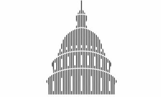 gestreept Capitol gebouw icoon geïsoleerd Aan wit achtergrond vector