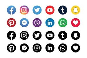 reeks van ronde sociaal media pictogrammen logo ontwerp vector