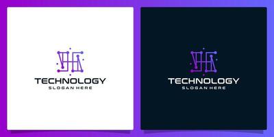 creatief logo eerste brief h abstract met technologie stijl en helling kleur. premie vector