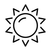 zon schets icoon, zomer, zonnig dag icoon, zomer ontwerp elementen, heet het weer, zonlicht icoon schets zwart en wit vector