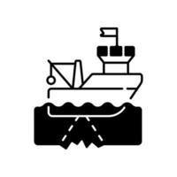 zeebodem zwarte lineaire pictogram in kaart brengen vector