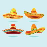 Traditionele Mexicaanse breedgerande Sombrero-hoedencollectie vector