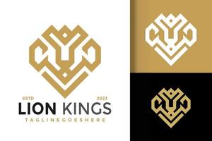 leeuw koning kroon logo vector icoon illustratie