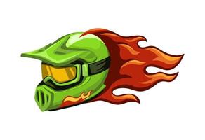 motorcross spoor helm Aan brand mascotte symbool tekenfilm illustratie vector