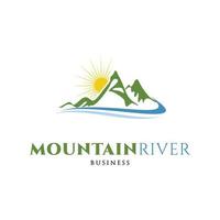 berg rivier- icoon logo ontwerp sjabloon vector