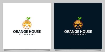 oranje fruit logo sjabloon ontwerp met huis logo vector ontwerp, creatief symbool, icoon.