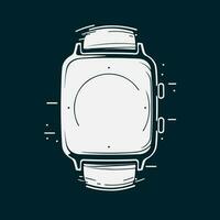 SmartWatch silhouet Aan donker achtergrond. veelzijdig vector illustratie perfect voor technologie, draagbaren, fitheid, en gezondheidsgerelateerd ontwerpen.