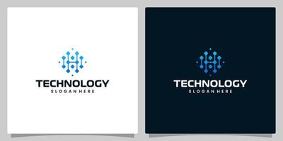 abstract digitaal technologie logo ontwerp sjabloon met eerste brief h grafisch ontwerp illustratie. symbool voor techniek, internetten, systeem, kunstmatig intelligentie- en computer. vector