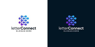 eerste brief e logo ontwerp sjabloon met tech stijl en helling kleur grafisch ontwerp illustratie. pictogrammen voor bedrijf, internet en technologie, symbool, creatief. vector