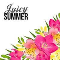 feestelijke banner met heldere tropische bloemen vector