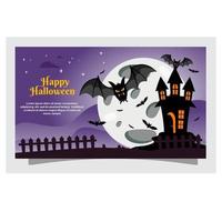 vleermuizen op volle maannacht met halloween-concept vector