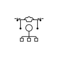 controle van drones veld- schets vector icoon