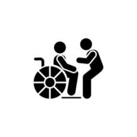 rolstoel helpen gehandicapten vector icoon