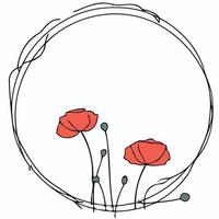 kader met rood papaver bloemen vector