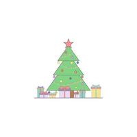 Kerstmis boom met cadeaus gekleurde vector icoon
