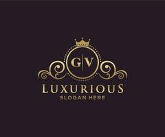 eerste gvg brief Koninklijk luxe logo sjabloon in vector kunst voor restaurant, royalty, boetiek, cafe, hotel, heraldisch, sieraden, mode en andere vector illustratie.