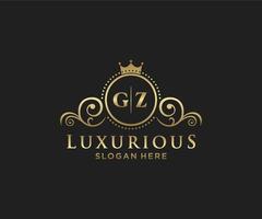 eerste gz brief Koninklijk luxe logo sjabloon in vector kunst voor restaurant, royalty, boetiek, cafe, hotel, heraldisch, sieraden, mode en andere vector illustratie.