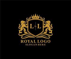 eerste ll brief leeuw Koninklijk luxe logo sjabloon in vector kunst voor restaurant, royalty, boetiek, cafe, hotel, heraldisch, sieraden, mode en andere vector illustratie.