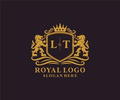 eerste lt brief leeuw Koninklijk luxe logo sjabloon in vector kunst voor restaurant, royalty, boetiek, cafe, hotel, heraldisch, sieraden, mode en andere vector illustratie.