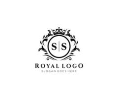 eerste ss brief luxueus merk logo sjabloon, voor restaurant, royalty, boetiek, cafe, hotel, heraldisch, sieraden, mode en andere vector illustratie.