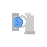munt, hand, invoegen, betalen twee kleur blauw en grijs vector icoon