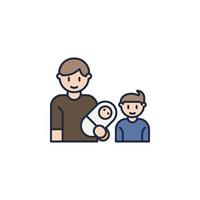 vader met baby en zoon tekenfilm vector icoon