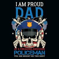 politieagent vader grafiek t-shirt ontwerp vector