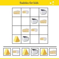 sudoku voor kinderen met kaas. leerzaam spel voor kinderen vector