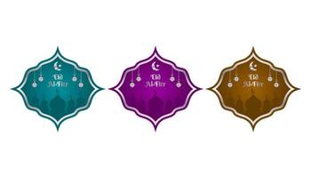 eid al-fitr zilver etiket ontwerp vector