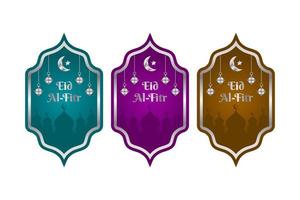 eid al-fitr zilver etiket ontwerp vector