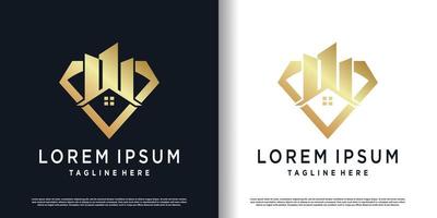 echt landgoed logo ontwerp met diamant element concept premie vector