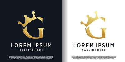 eerste g logo ontwerp met kroon element concept premie vector