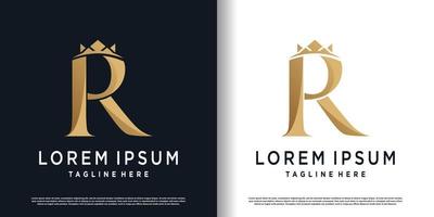 eerste r logo ontwerp met kroon element concept premie vector