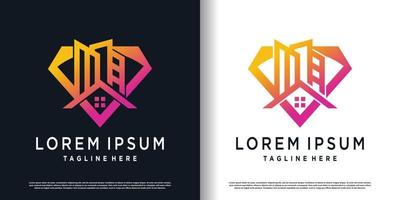 echt landgoed logo ontwerp met diamant element concept premie vector