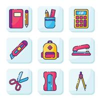 stationaire school levert icon set vector