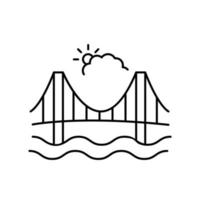 brug over- de zeestraat lijn, schets vector teken, lineair stijl pictogram vector icoon