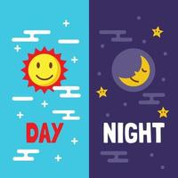 dag en nacht platte cartoon vector