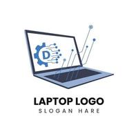 creatief laptop logo en digitaal tech ontwerp vector. vector