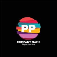 pp eerste logo met kleurrijk sjabloon vector. vector