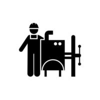 bijeenkomst, fabriek, machines, productie, Mens vector icoon