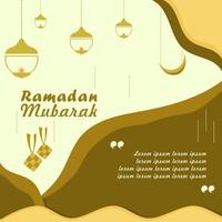 Ramadan mubarak kaart met donker bruin en glad oranje kleur vector