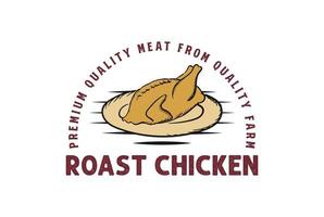 wijnoogst retro gebraden rooster kalkoen kip vlees voor dankzegging logo ontwerp vector