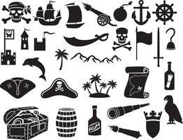 piraten pictogrammen instellen vector