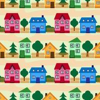 vector naadloos patroon. kleurrijk huizen met wegen. kinderen ontwerp.