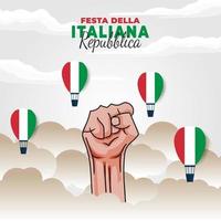 republiek dag van italië poster met vuist vector